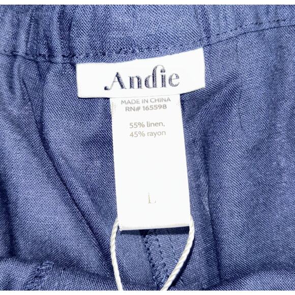 ANDIE SWIM Resort Wear- The pant- Linen - Midnight Navy Blue Size Large- NWT - Picture 4 of 9